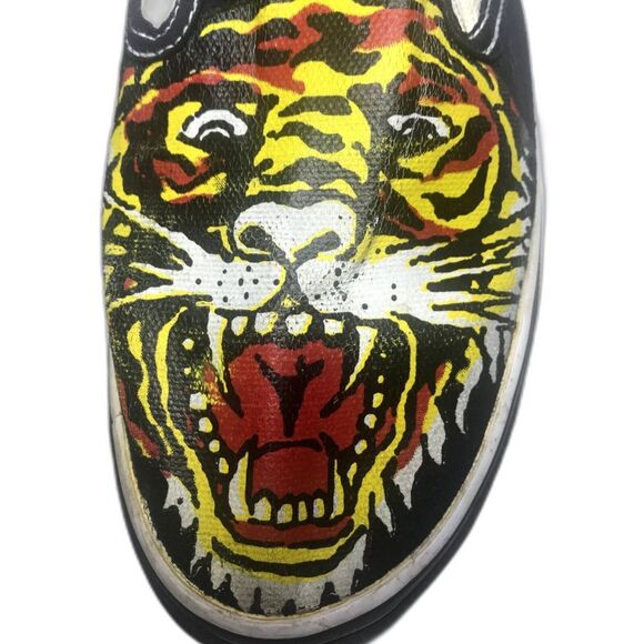 Dream Seek Sneakers Unisex Sz 5.5 Painted Tiger Canvas Slip On Preowned - Picture 3 of 11